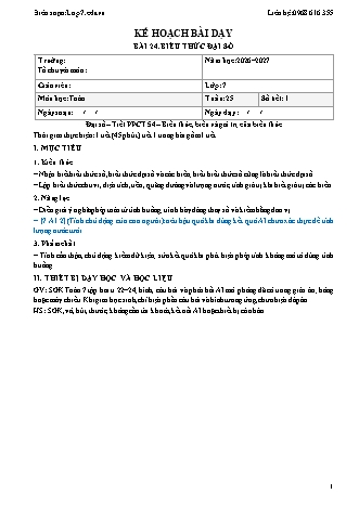 Giáo án Toán lớp 7 sách KNTT - Tuần 25 - Năm học 2026-2027 (Tích hợp năng lực số và AI)