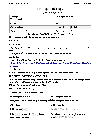 Giáo án Toán lớp 7 sách KNTT - Tuần 28 - Năm học 2026-2027 (Tích hợp năng lực số và AI)