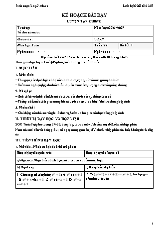Giáo án Toán lớp 7 sách KNTT - Tuần 29 - Năm học 2026-2027 (Tích hợp năng lực số và AI)