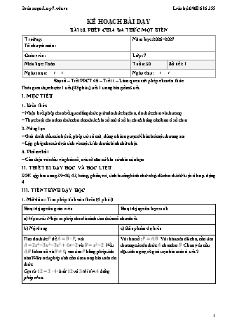 Giáo án Toán lớp 7 sách KNTT - Tuần 30 - Năm học 2026-2027 (Tích hợp năng lực số và AI)