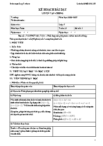 Giáo án Toán lớp 7 sách KNTT - Tuần 31 - Năm học 2026-2027 (Tích hợp năng lực số và AI)