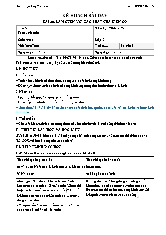 Giáo án Toán lớp 7 sách KNTT - Tuần 33 - Năm học 2026-2027 (Tích hợp năng lực số và AI)