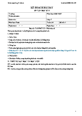 Giáo án Toán lớp 7 sách KNTT - Tuần 34 - Năm học 2026-2027 (Tích hợp năng lực số và AI)